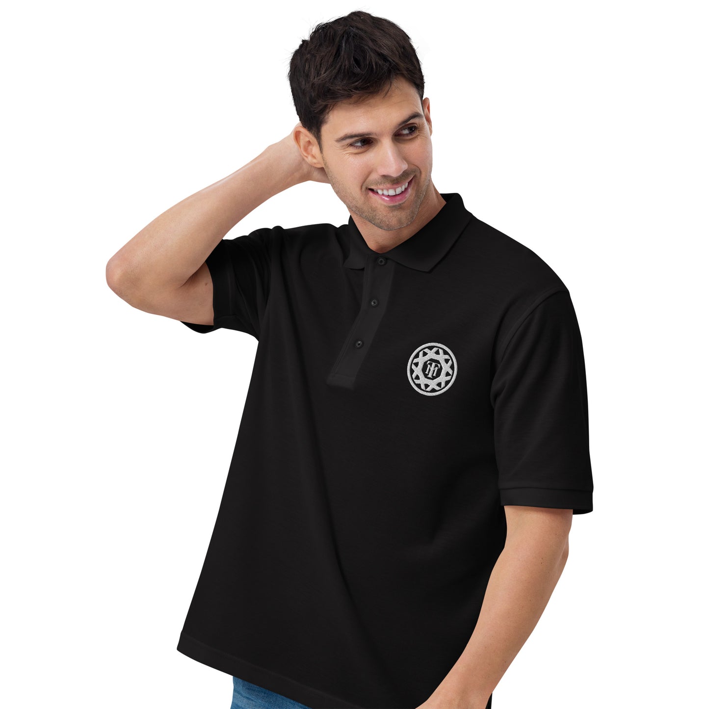 men's emblem polo