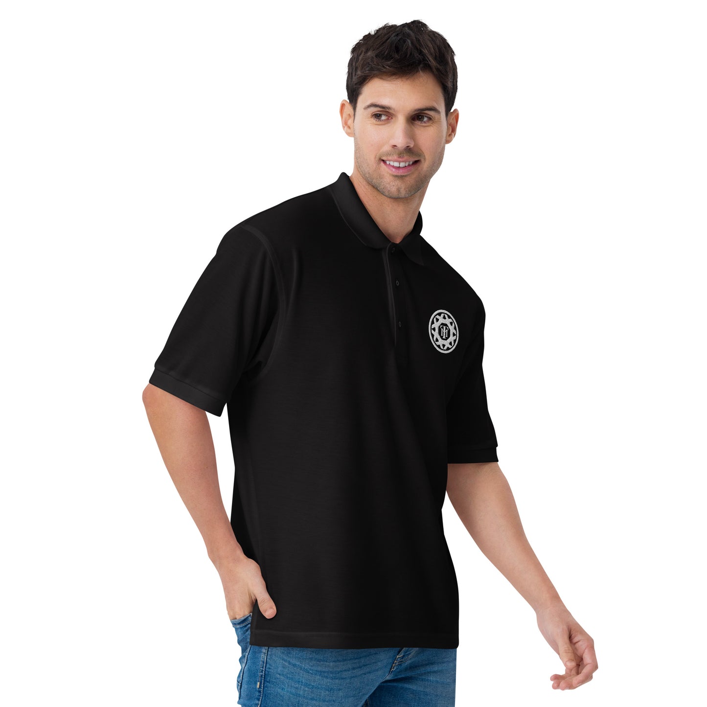 men's emblem polo